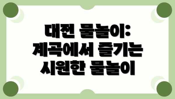 대전 물놀이: 계곡에서 즐기는 시원한 물놀이
