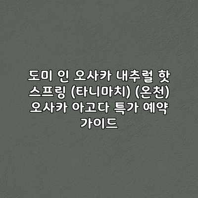 도미 인 오사카 내추럴 핫 스프링 (타니마치) (온천) 오사카 아고다 특가 예약 가이드