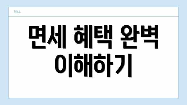 면세 혜택 완벽 이해하기