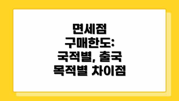 면세점 구매한도: 국적별, 출국 목적별 차이점