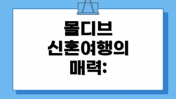 몰디브 신혼여행의 매력: