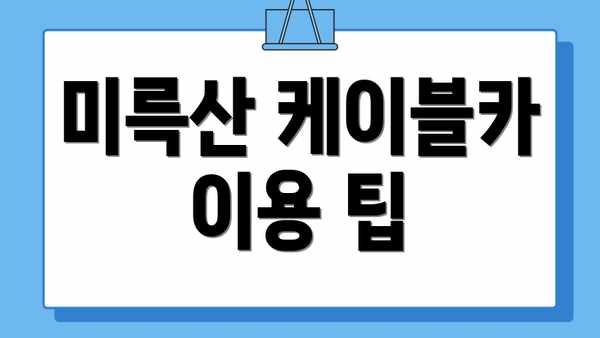 미륵산 케이블카 이용 팁