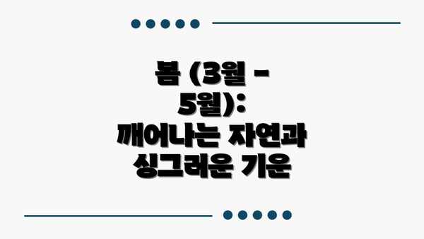 봄 (3월 - 5월): 깨어나는 자연과 싱그러운 기운