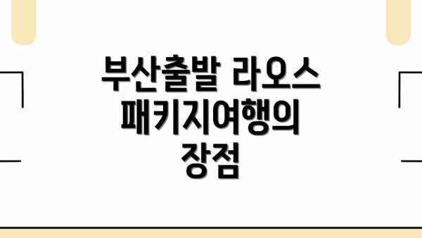 부산출발 라오스 패키지여행의 장점