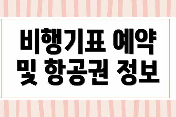 비행기표 예약 및 항공권 정보