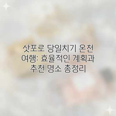삿포로 당일치기 온천 여행: 효율적인 계획과 추천 명소 총정리 삿포로 당일치기 온천 여행: 효율적인 계획과 추천 명소 총정리