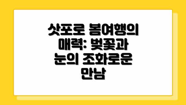 삿포로 봄여행의 매력: 벚꽃과 눈의 조화로운 만남