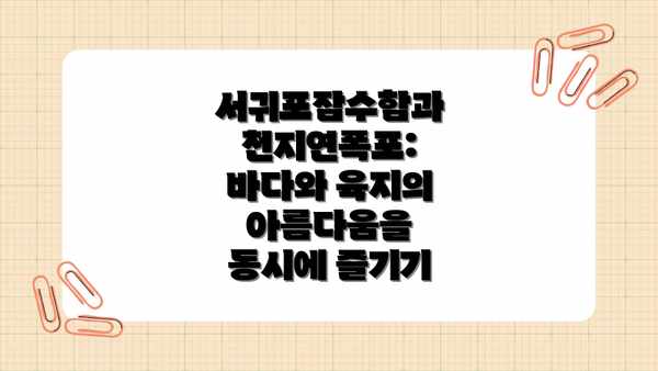 서귀포잠수함과 천지연폭포: 바다와 육지의 아름다움을 동시에 즐기기