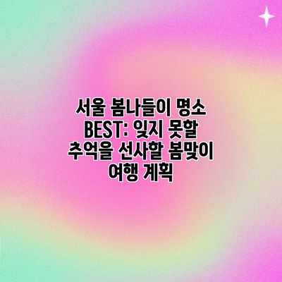 서울 봄나들이 명소 BEST: 잊지 못할 추억을 선사할 봄맞이 여행 계획