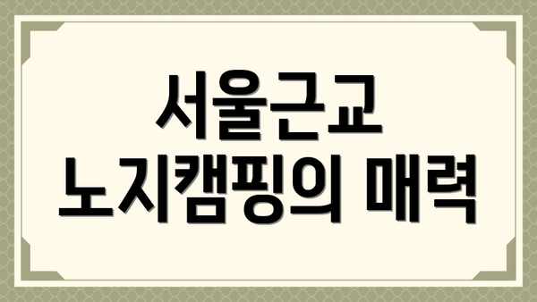 서울근교 노지캠핑의 매력