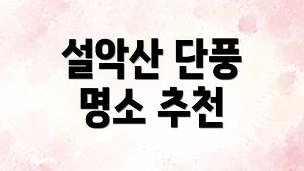 설악산 단풍 명소 추천