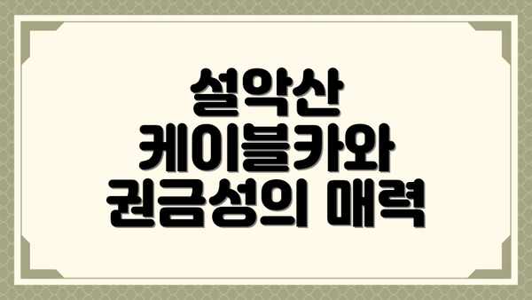설악산 케이블카와 권금성의 매력