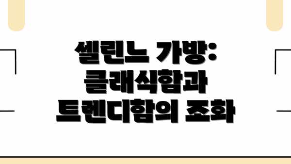 셀린느 가방: 클래식함과 트렌디함의 조화