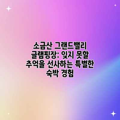 소금산 그랜드밸리 글램핑장: 잊지 못할 추억을 선사하는 특별한 숙박 경험 소금산 그랜드밸리 글램핑장: 잊지 못할 추억을 선사하는 특별한 숙박 경험
