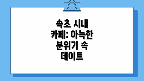 속초 시내 카페: 아늑한 분위기 속 데이트