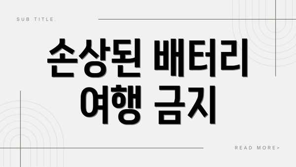 손상된 배터리 여행 금지