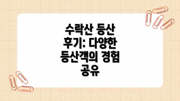 수락산 등산 후기: 다양한 등산객의 경험 공유