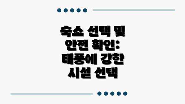 숙소 선택 및 안전 확인:  태풍에 강한 시설 선택