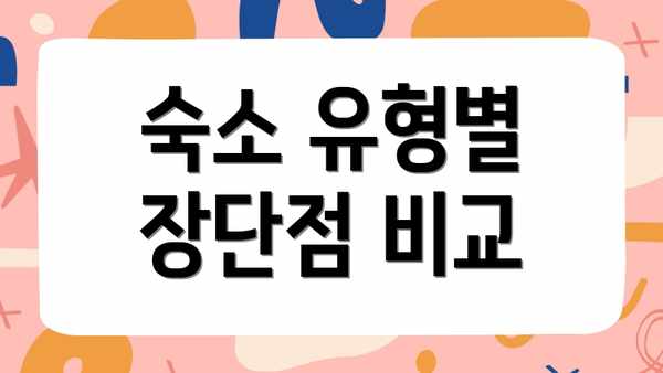 숙소 유형별 장단점 비교