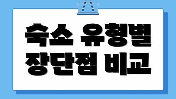 숙소 유형별 장단점 비교