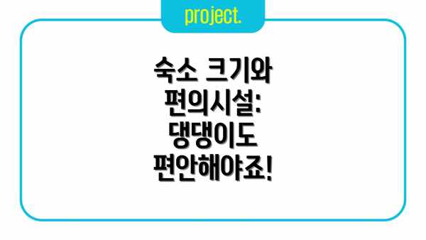 숙소 크기와 편의시설: 댕댕이도 편안해야죠!