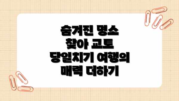 숨겨진 명소 찾아 교토 당일치기 여행의 매력 더하기