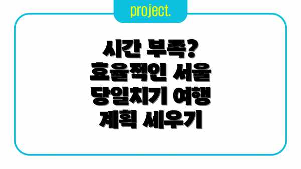 시간 부족? 효율적인 서울 당일치기 여행 계획 세우기