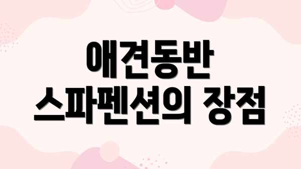 애견동반 스파펜션의 장점