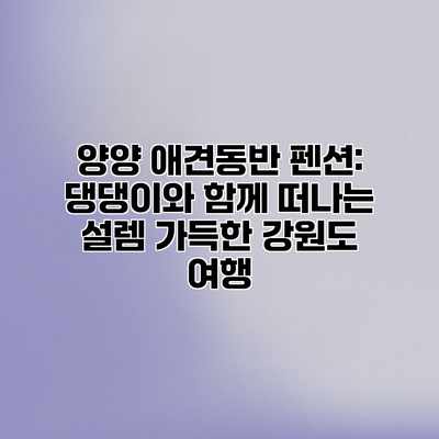 양양 애견동반 펜션: 댕댕이와 함께 떠나는 설렘 가득한 강원도 여행 양양 애견동반 펜션: 댕댕이와 함께 떠나는 설렘 가득한 강원도 여행