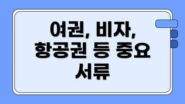 여권, 비자, 항공권 등 중요 서류