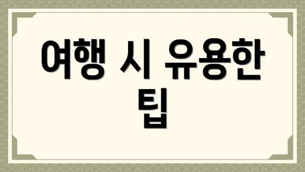 여행 시 유용한 팁