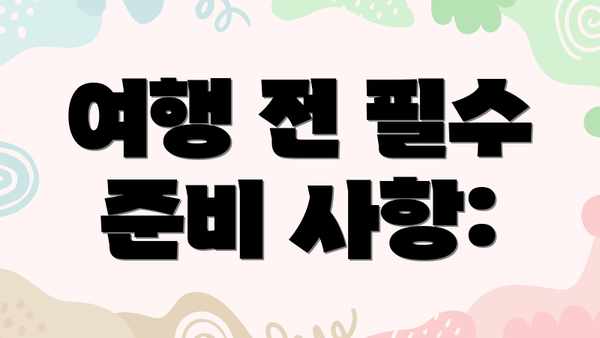 여행 전 필수 준비 사항: