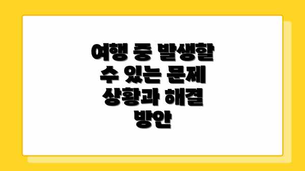 여행 중 발생할 수 있는 문제 상황과 해결 방안