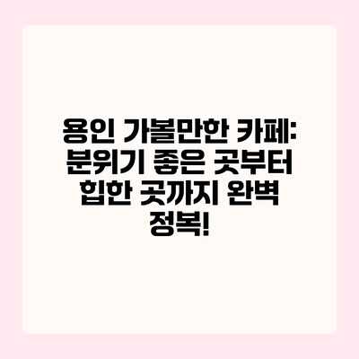 용인 가볼만한 카페: 분위기 좋은 곳부터 힙한 곳까지 완벽 정복! 용인 가볼만한 카페: 분위기 좋은 곳부터 힙한 곳까지 완벽 정복!