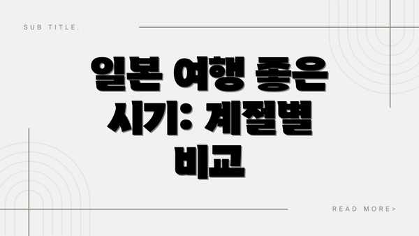 일본 여행 좋은 시기: 계절별 비교