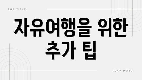 자유여행을 위한 추가 팁