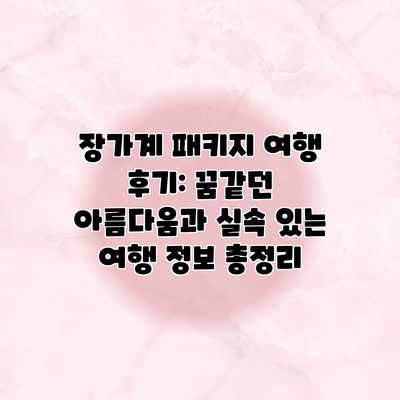 장가계 패키지 여행 후기: 꿈같던 아름다움과 실속 있는 여행 정보 총정리 장가계 패키지 여행 후기: 꿈같던 아름다움과 실속 있는 여행 정보 총정리