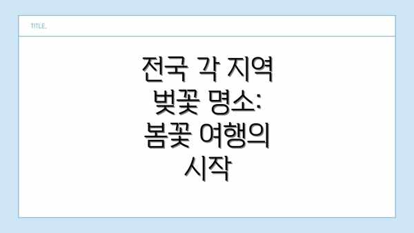 전국 각 지역 벚꽃 명소: 봄꽃 여행의 시작