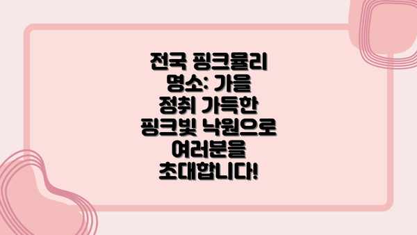 전국 핑크뮬리 명소: 가을 정취 가득한 핑크빛 낙원으로 여러분을 초대합니다!