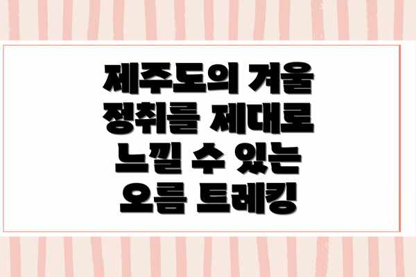 제주도의 겨울 정취를 제대로 느낄 수 있는 오름 트레킹