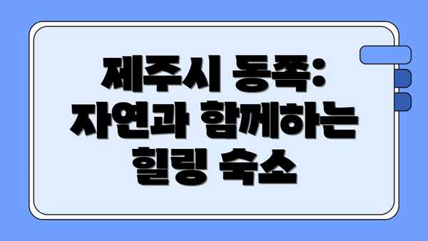 제주시 동쪽: 자연과 함께하는 힐링 숙소