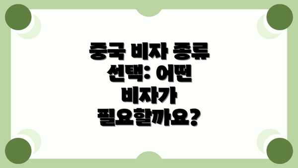 중국 비자 종류 선택: 어떤 비자가 필요할까요?