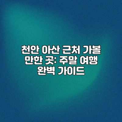 천안 아산 근처 가볼 만한 곳: 주말 여행 완벽 가이드 천안 아산 근처 가볼 만한 곳: 주말 여행 완벽 가이드