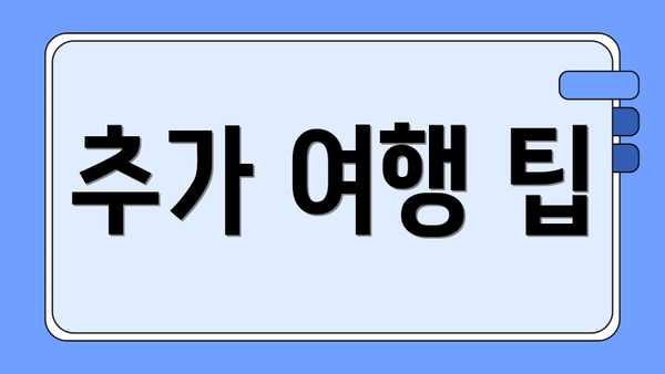 추가 여행 팁