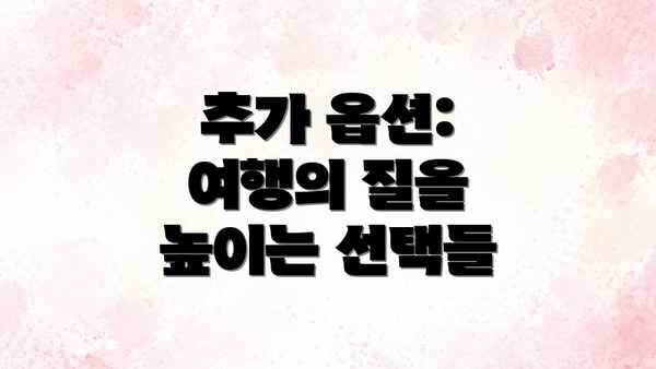 추가 옵션:  여행의 질을 높이는 선택들