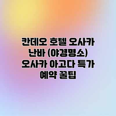 칸데오 호텔 오사카 난바 (야경명소) 오사카 아고다 특가 예약 꿀팁 칸데오 호텔 오사카 난바 (야경명소) 오사카 아고다 특가 예약 꿀팁