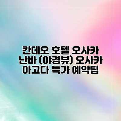 칸데오 호텔 오사카 난바 (야경뷰) 오사카 아고다 특가 예약팁
