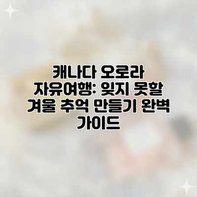 캐나다 오로라 자유여행: 잊지 못할 겨울 추억 만들기 완벽 가이드 캐나다 오로라 자유여행: 잊지 못할 겨울 추억 만들기 완벽 가이드