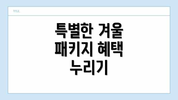 특별한 겨울 패키지 혜택 누리기