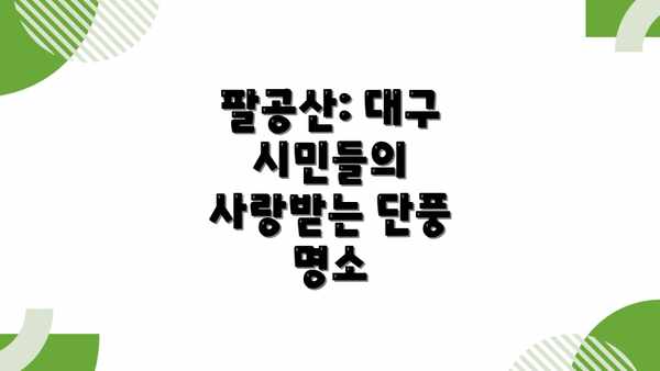 팔공산: 대구 시민들의 사랑받는 단풍 명소